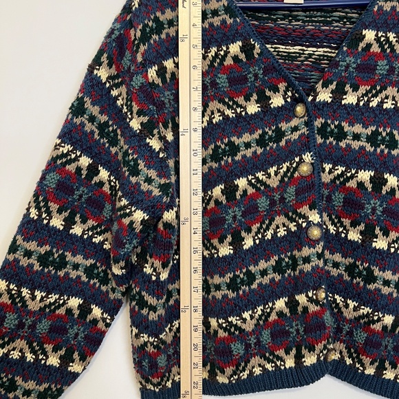 Vintage L.L. Bean Sweater Womens Large Nordic Fair Isle Cardigan Made In USA 90s - Picture 10 of 10